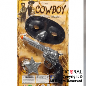 SET REVOLVER ANTIFAZ  Y PLACA DE VAQUERO x 1